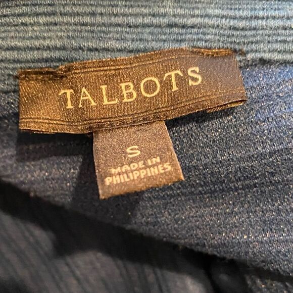 Talbots Teal Textured 3/4 Sleeve Button Back Top Size Small - Picture 4 of 5